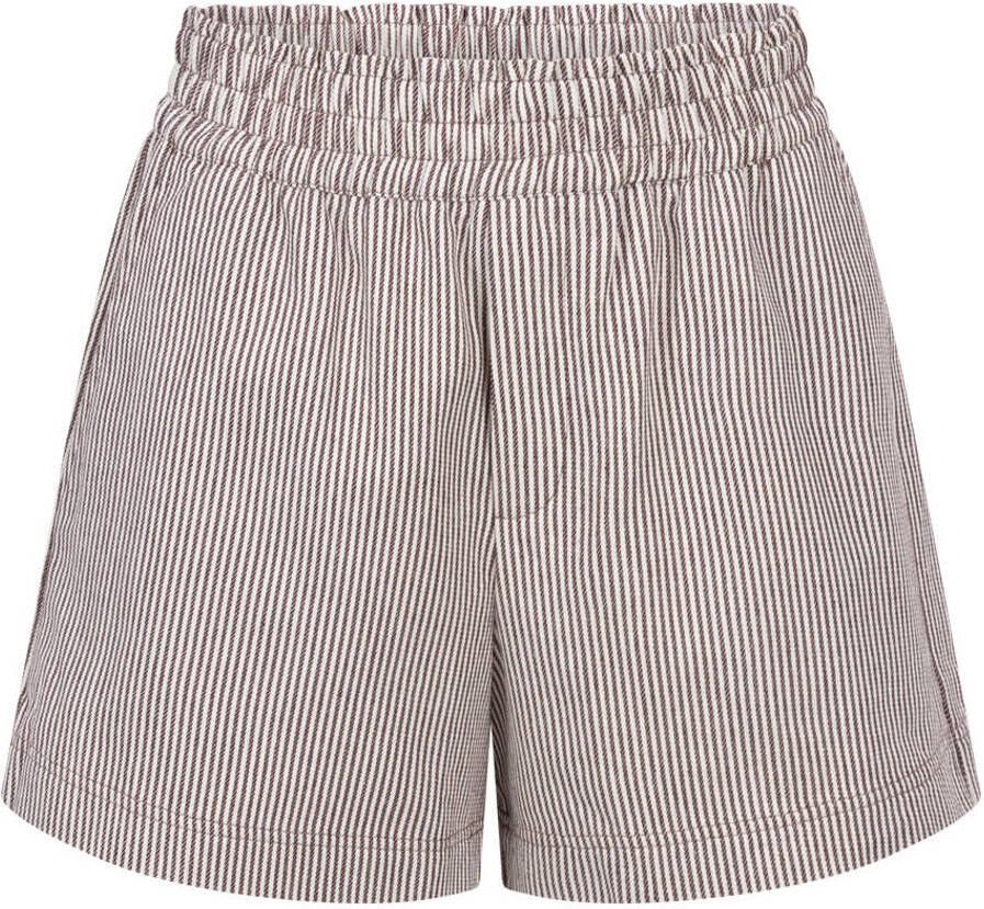 Another-Label regular waist gestreepte casual short bruin - Foto 2