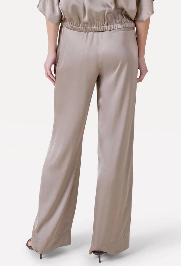 Another-Label satijnen straight regular waist broek grijsbruin - Foto 2