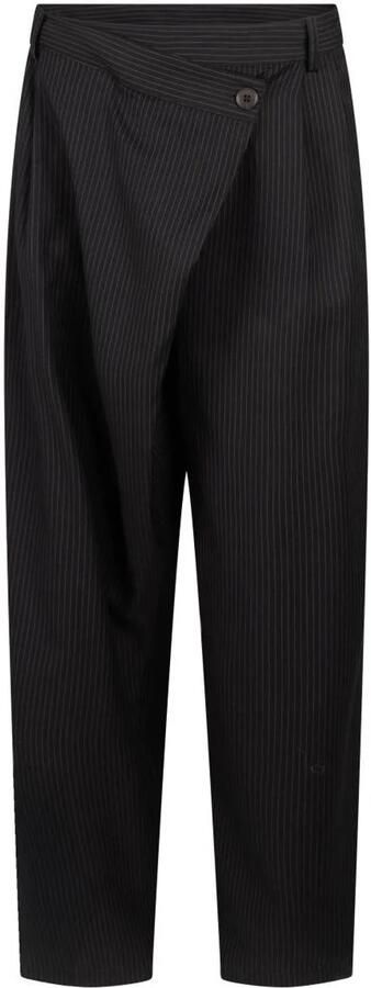 Another-Label straight leg broek met krijtstreep zwart