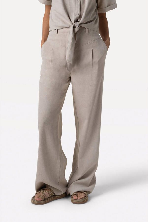 Another-Label wide leg high waist pantalon beige