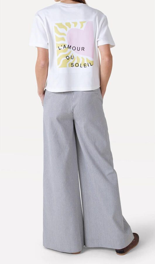 Another-Label wide leg regular waist broek met krijtstreep zwart - Foto 3
