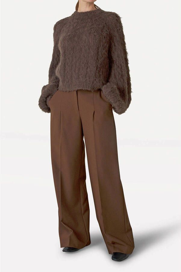 ANOTHER LABEL Dames Broeken Moore Pleated Pants Bruin - Foto 3