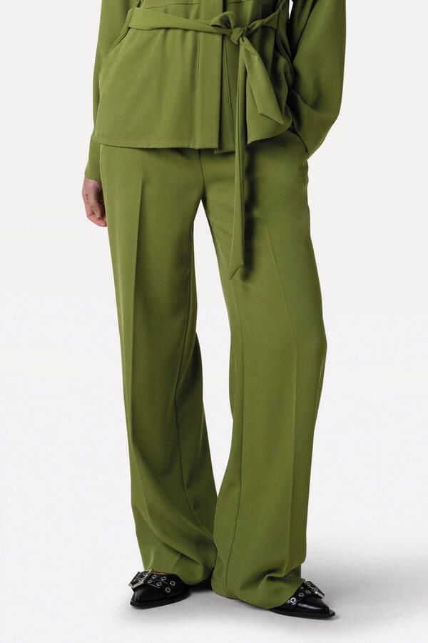 Another-Label wide leg regular waist pantalon groen