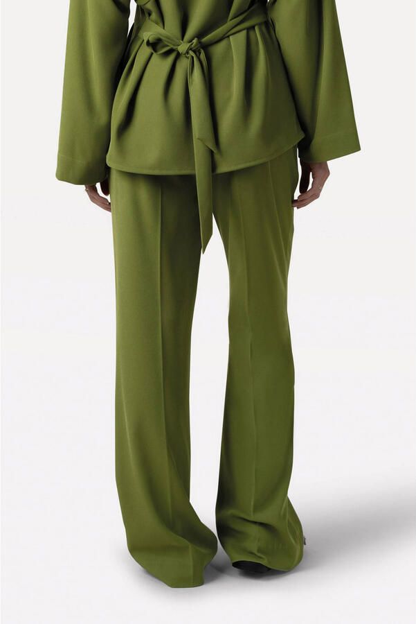 Another-Label wide leg regular waist pantalon groen - Foto 2