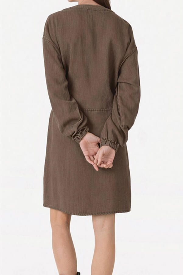 ANOTHER LABEL Dames Jurken Aljeana Dress L s Bruin - Foto 6