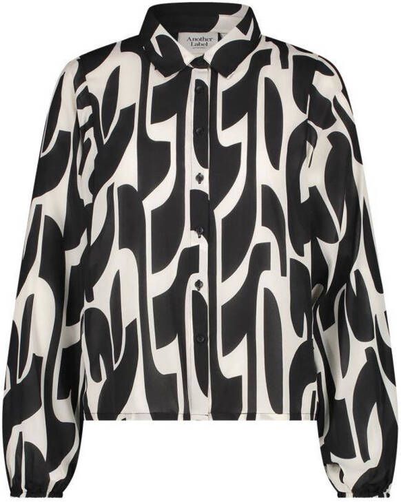 Another-Label blouse Macy graphic shirt l s met grafische print zwart