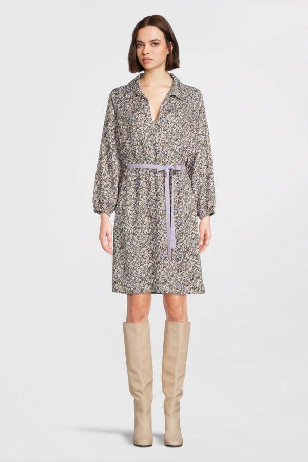 Another-Label gebloemde blousejurk Diana groen lila geel
