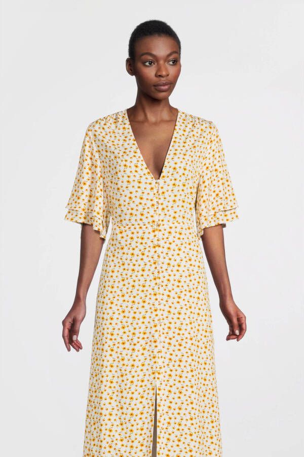 Another-Label gebloemde jurk Clare geel