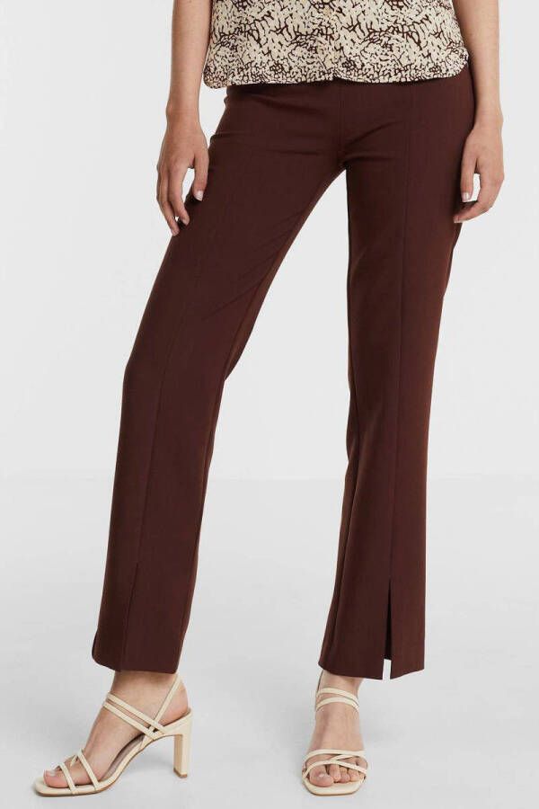 Another-Label high waist flared pantalon Ginger van gerecycled polyester roodbruin - Foto 5
