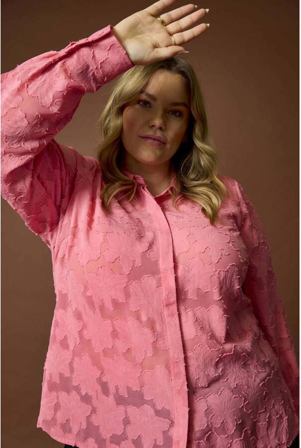 Anyday gebloemde blouse Plus Size roze