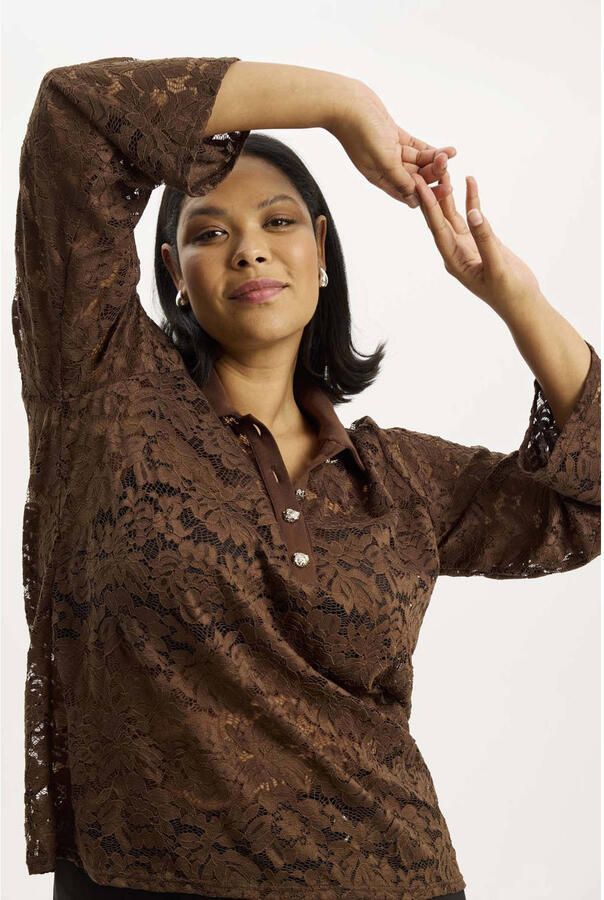Anyday gebloemde top Plus Size bruin