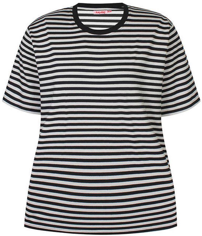 Anyday gestreept T-shirt zwart
