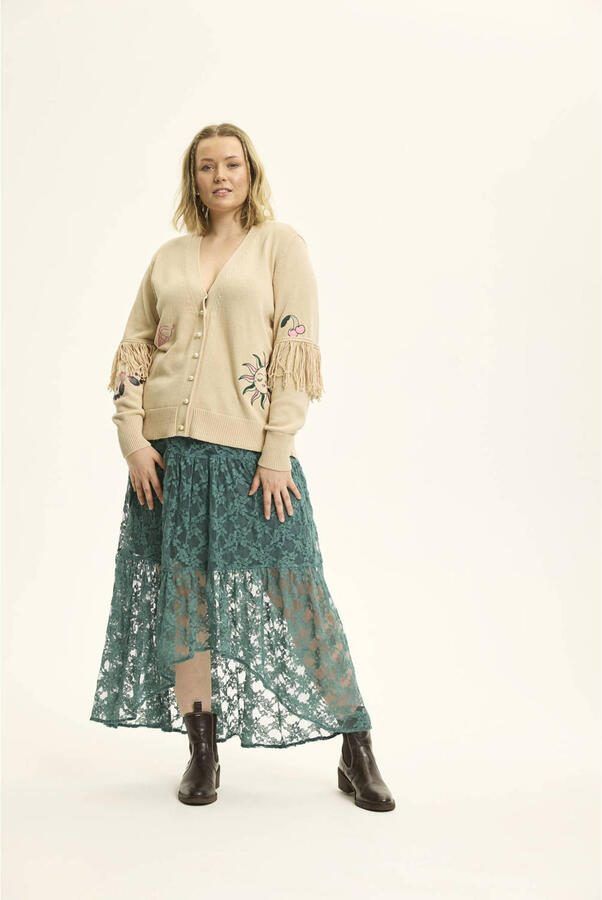 Anyday kanten maxi rok donkergroen