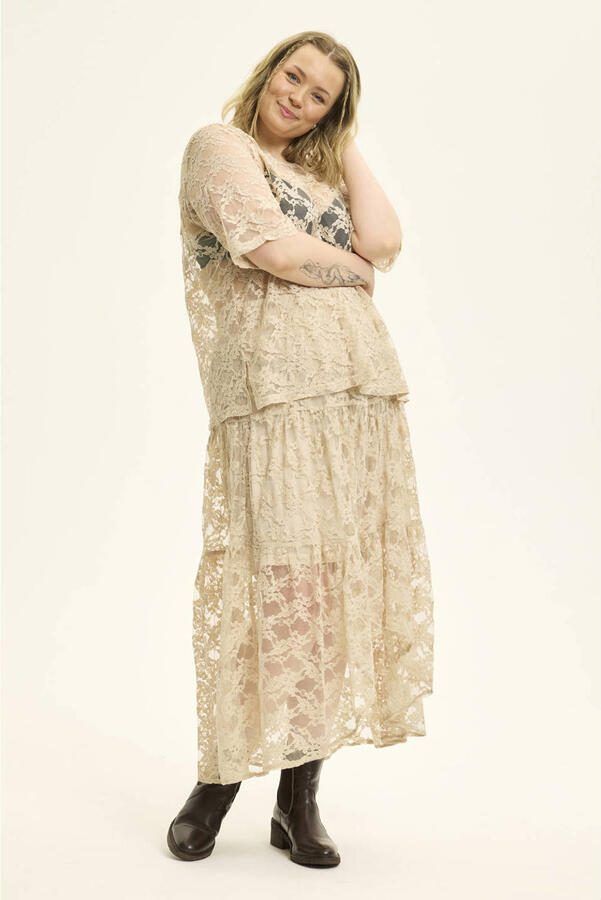 Anyday kanten maxi rok ecru