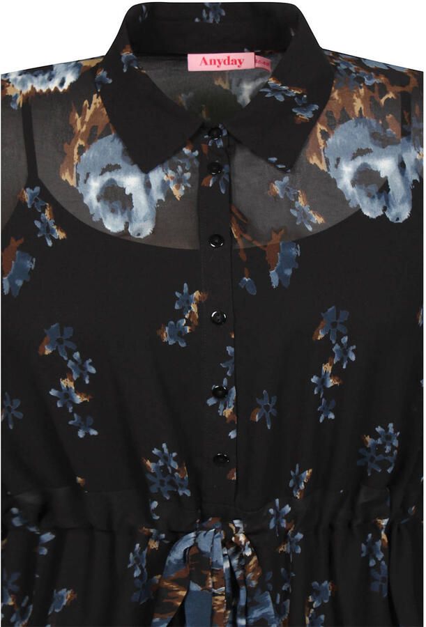 Anyday korte gebloemde blousejurk Plus Size zwart - Foto 2