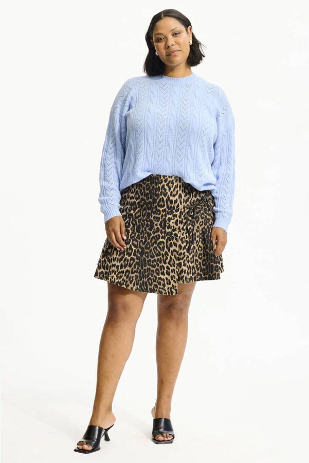 Anyday korte rok met panterprint bruin