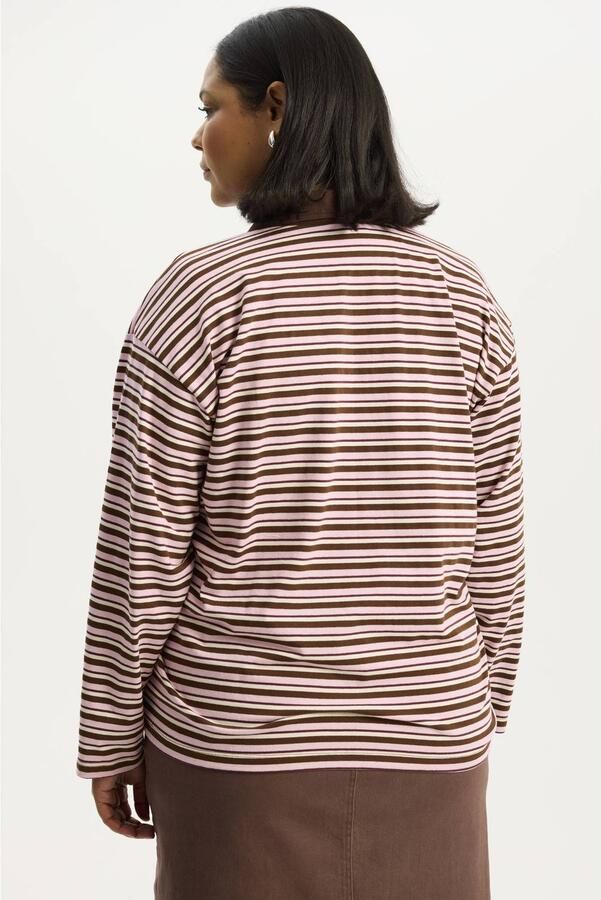 Anyday Plus Size gestreepte top bruin