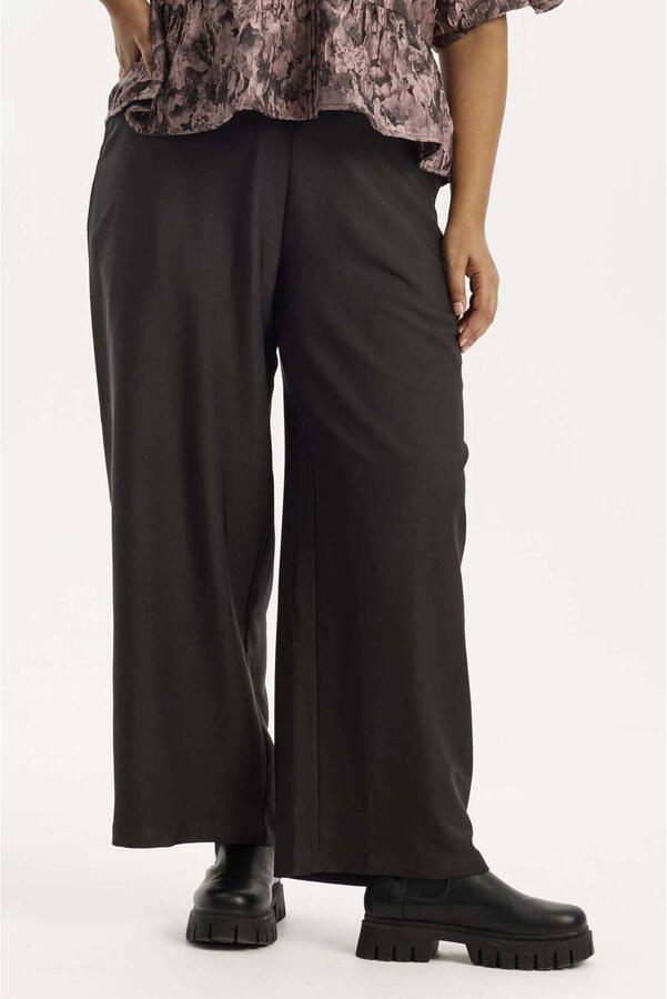 Anyday Plus Size high waist wide leg broek zwart
