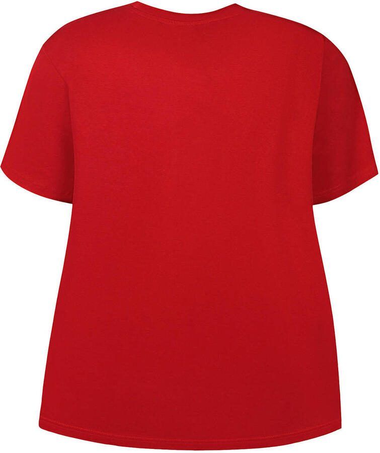 Anyday rechtvallend T-shirt met borduursels Plus Size rood
