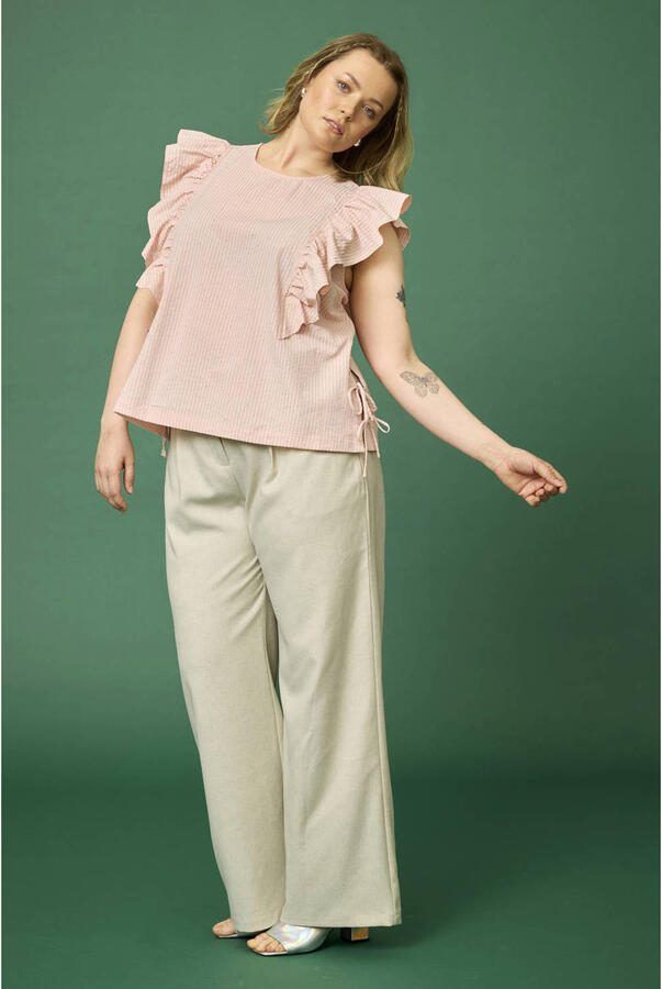 Anyday straight regular waist broek zand