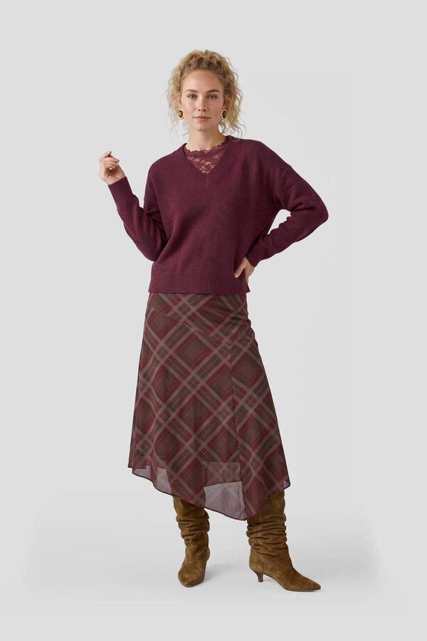 Anytime asymmetrische mesh rok bruin - Foto 2