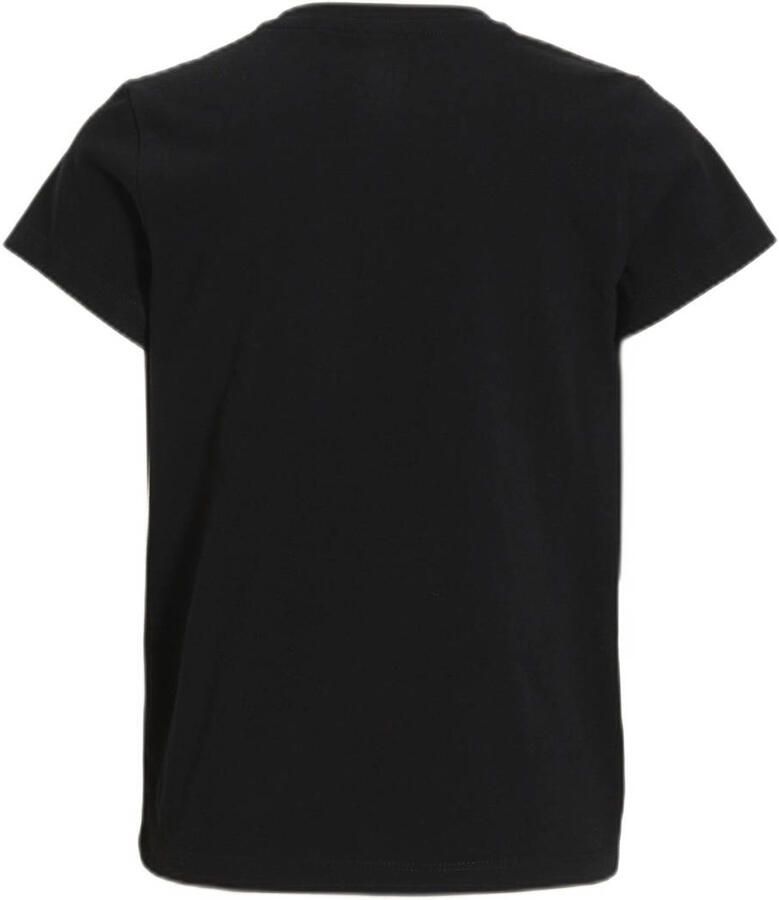Anytime basic T-shirt zwart Meisjes Katoen Ronde hals Effen 110 116