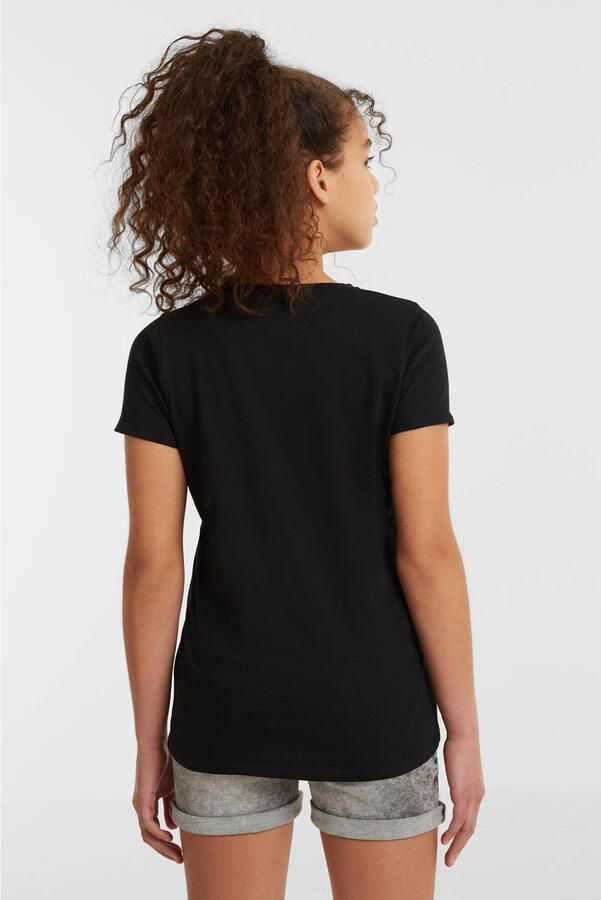 Anytime basic T-shirt zwart Meisjes Katoen Ronde hals Effen 110 116 - Foto 3