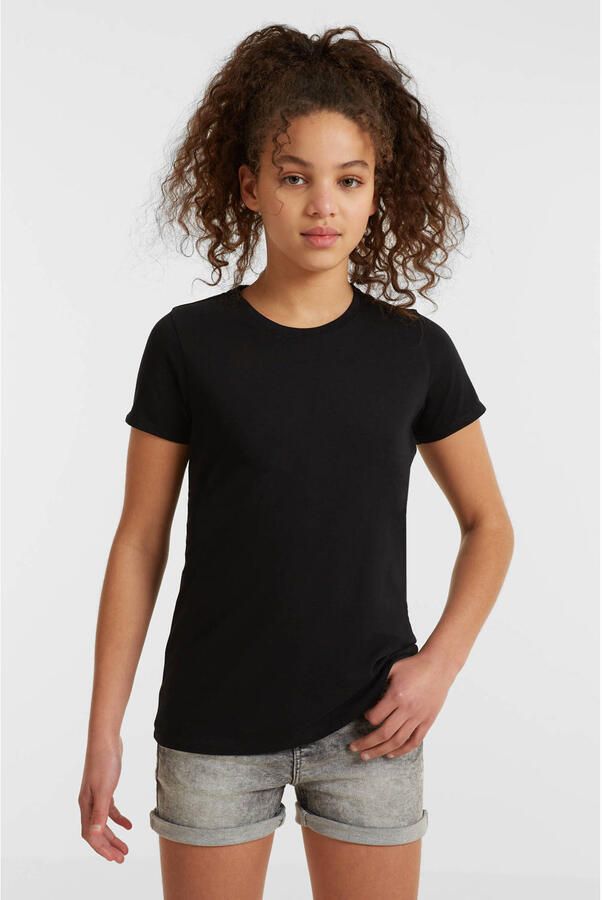 Anytime basic T-shirt zwart Meisjes Katoen Ronde hals Effen 110 116 - Foto 2