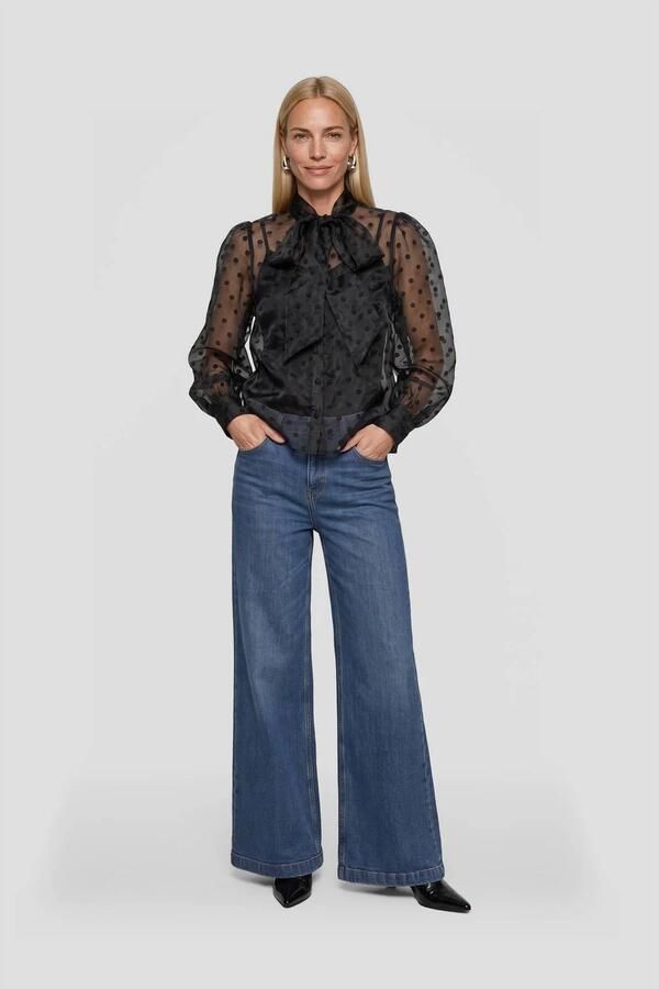 Anytime organza blouse met strikkraag zwart - Foto 2