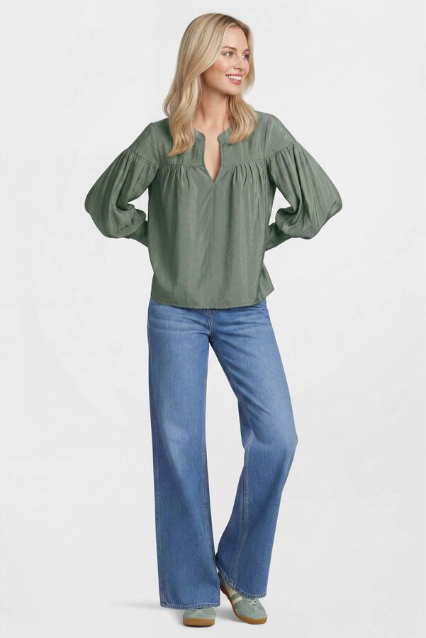 Anytime blouse met V-hals donkergroen - Foto 2
