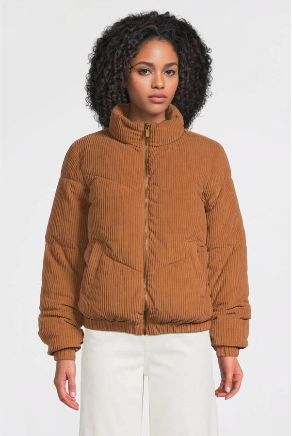 Anytime corduroy gewatteerde jas bruin