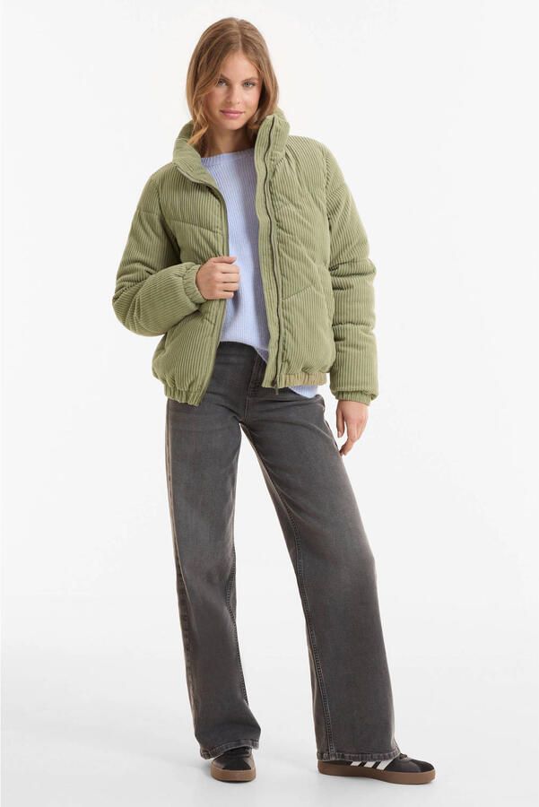 Anytime corduroy gewatteerde jas lichtkhaki - Foto 3