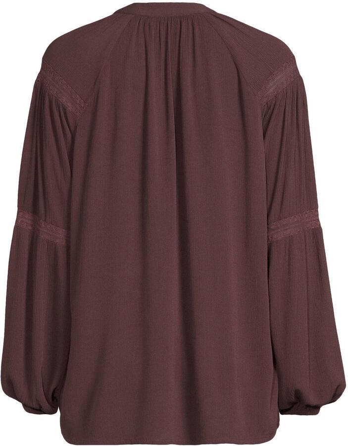 Anytime crinkle blouse met broderie-tapedetails bruin - Foto 2