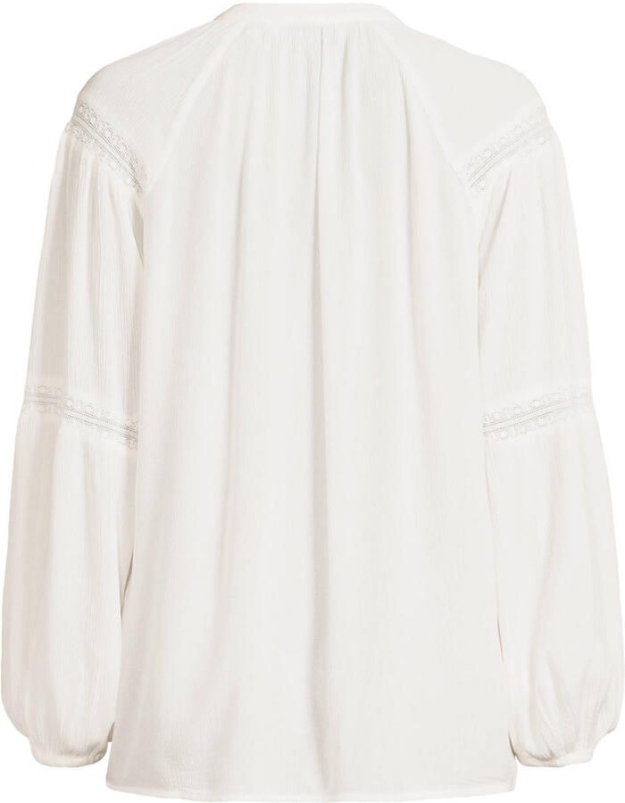 Anytime crinkle blouse met broderie-tapedetails wit - Foto 2