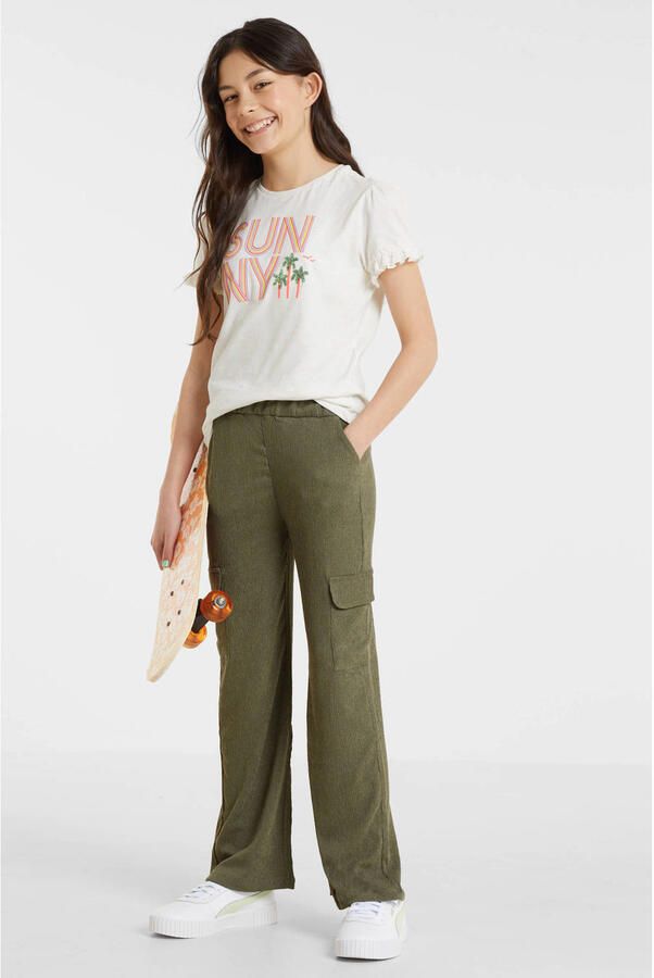 Anytime crinkle cargo broek khaki Groen Meisjes Polyester Effen 110 116 - Foto 2
