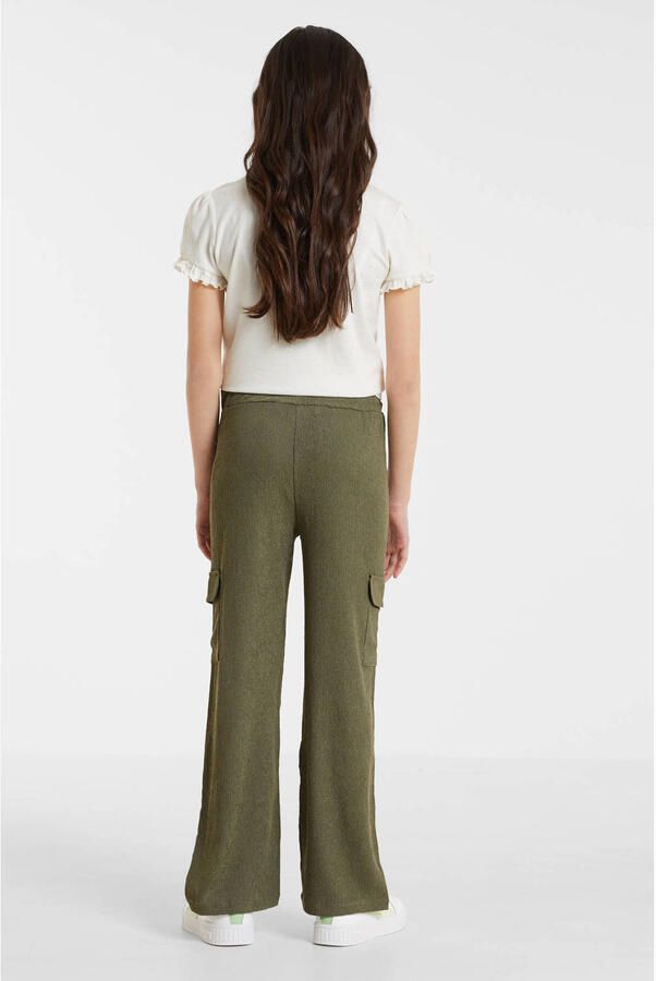 Anytime crinkle cargo broek khaki Groen Meisjes Polyester Effen 110 116 - Foto 3