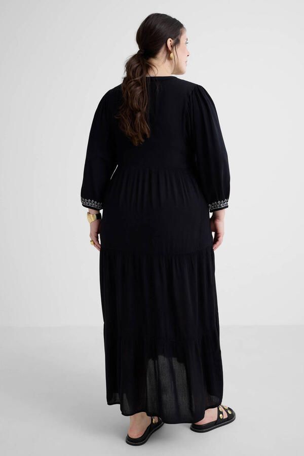 Anytime crinkle maxi jurk met borduursel zwart - Foto 2
