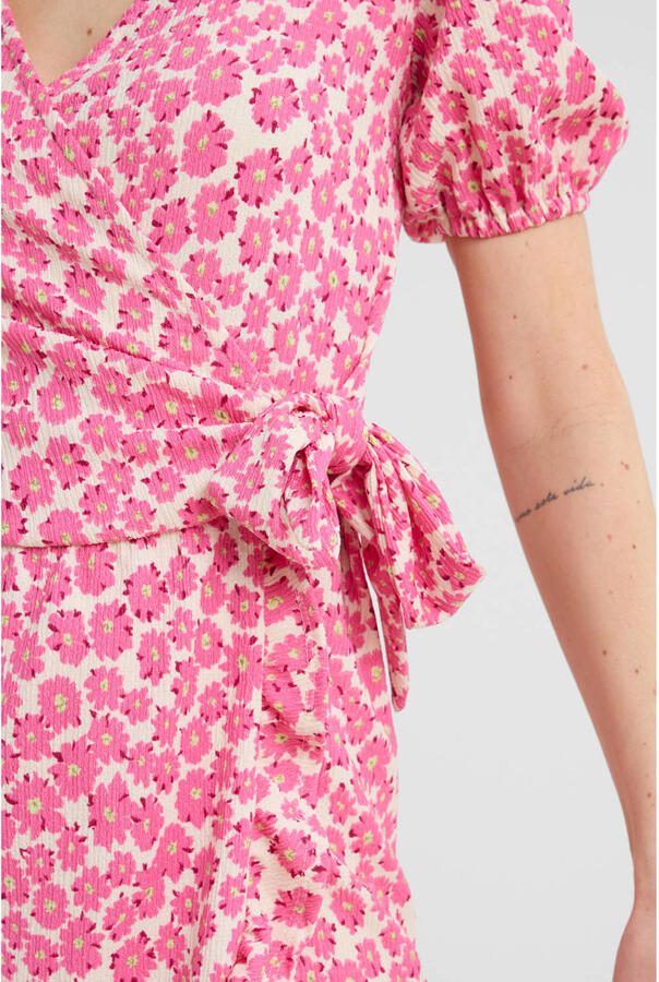 Anytime crinkle midi overslagjurk met bloemenprint roze - Foto 2