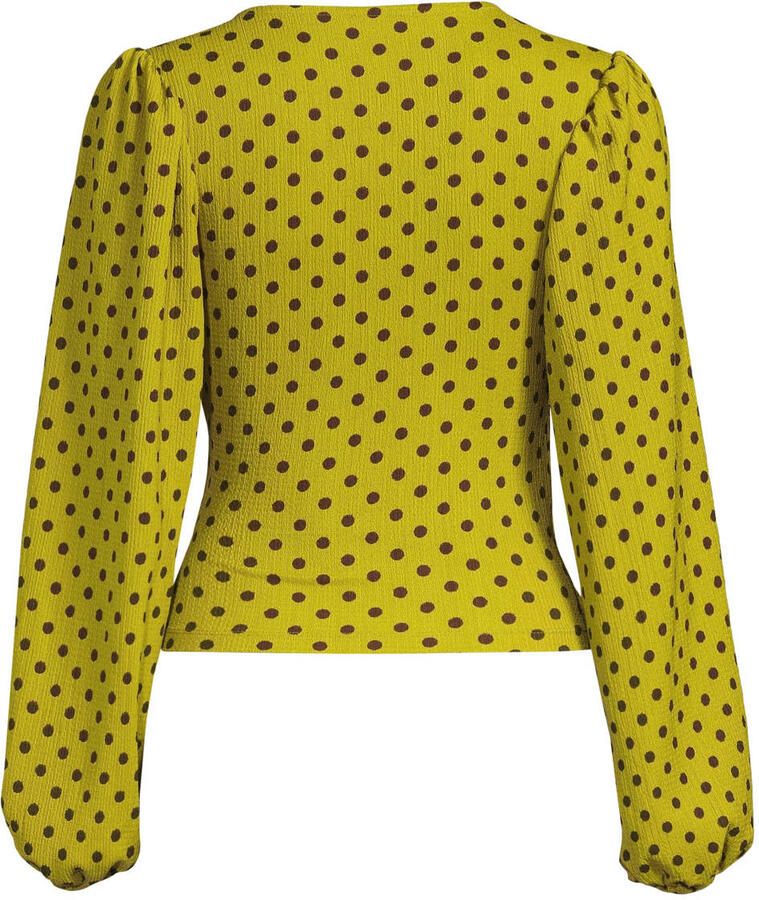 Anytime crinkle overslag top met polkadot print groen bruin - Foto 2