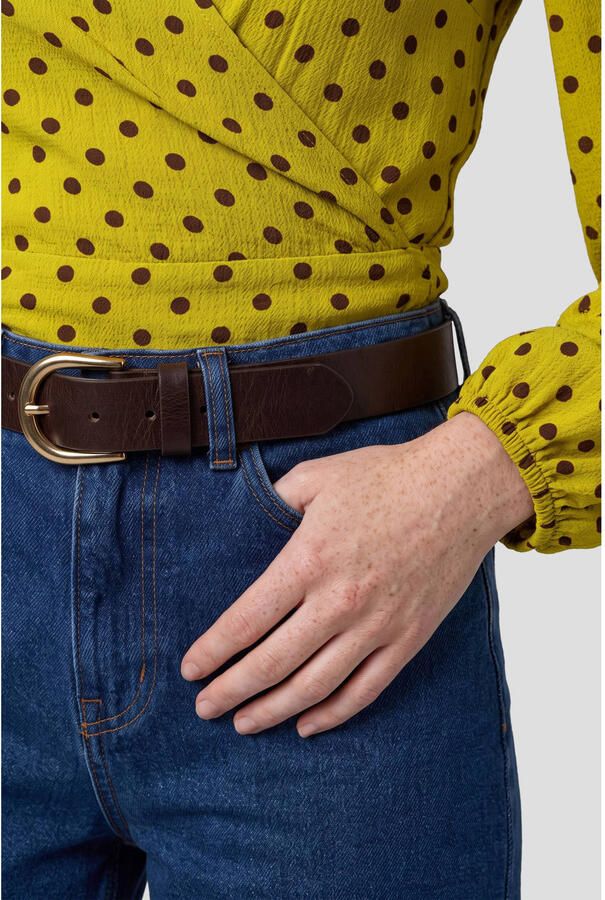 Anytime crinkle overslagtop met polkadot print groen bruin - Foto 3