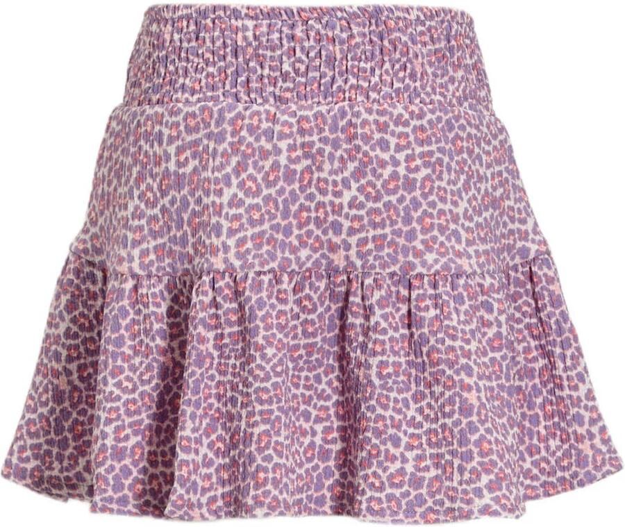 Anytime crinkle skort panterprint roze