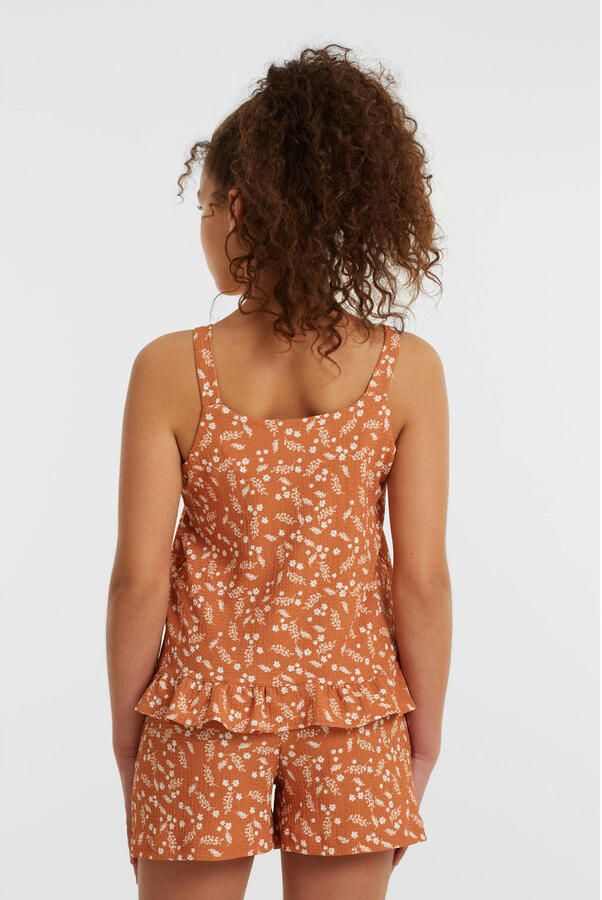 Anytime crinkle top met all over print lichtbruin Meisjes Polyester Ronde hals 122 128 - Foto 3
