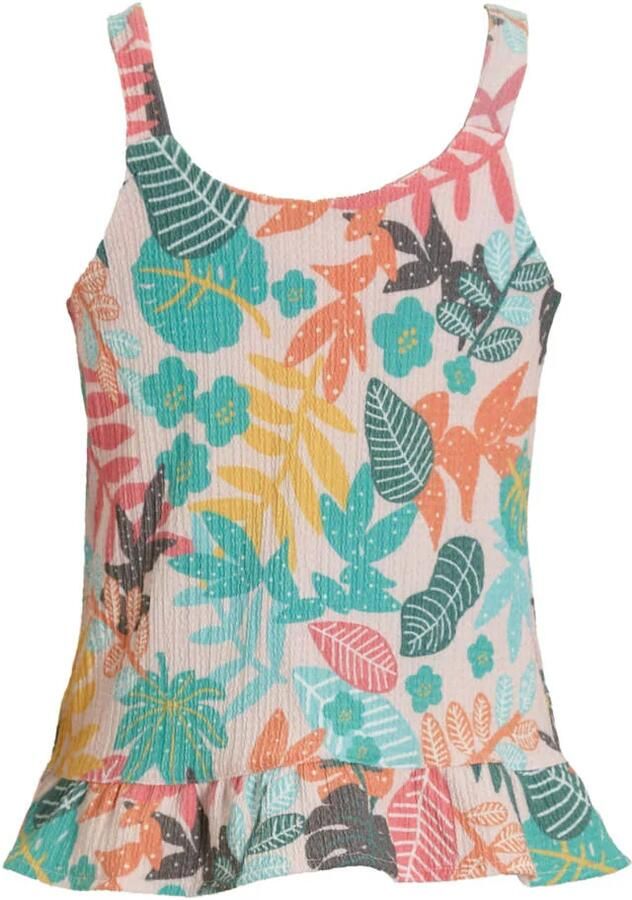 Anytime crinkle top met all over print multi Meisjes Polyester Ronde hals 110 116