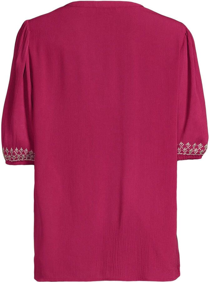 Anytime crinkle top met borduursel wijnrood - Foto 2