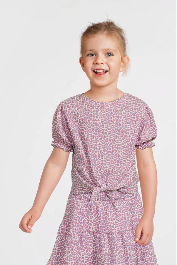 Anytime crinkle top met panterprint roze