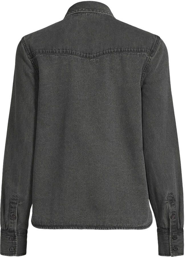Anytime denim blouse met strass steentjes grijs