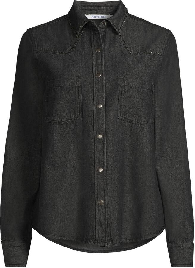 Anytime denim blouse met studs grijs - Foto 2