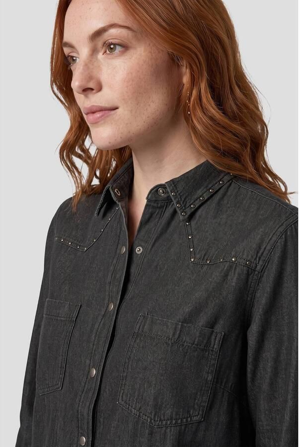 Anytime denim blouse met studs grijs - Foto 3