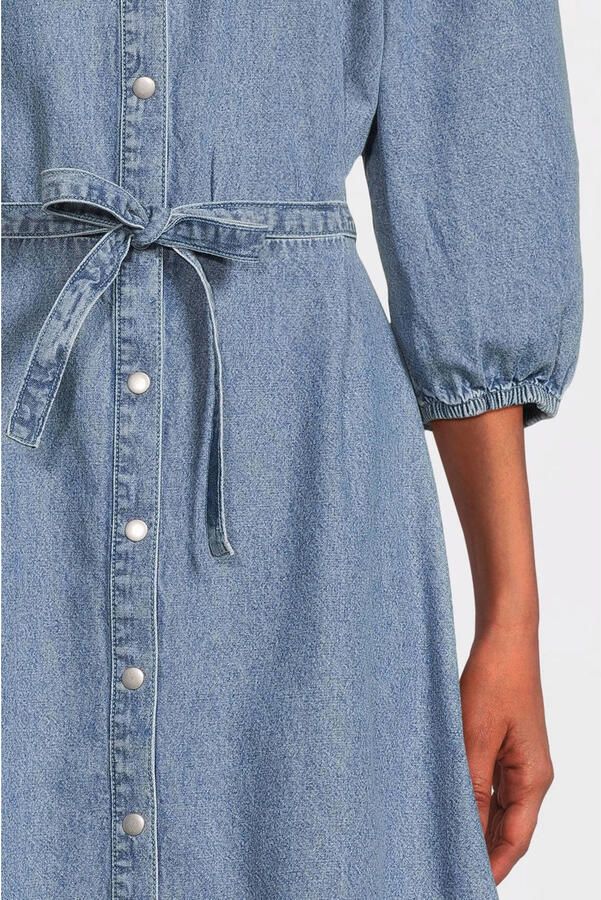 Anytime denim overhemdjurk met strass steentjes blauw - Foto 4