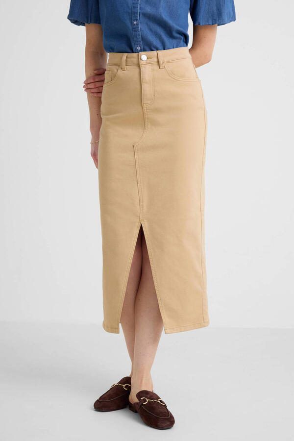 Anytime denim rok beige